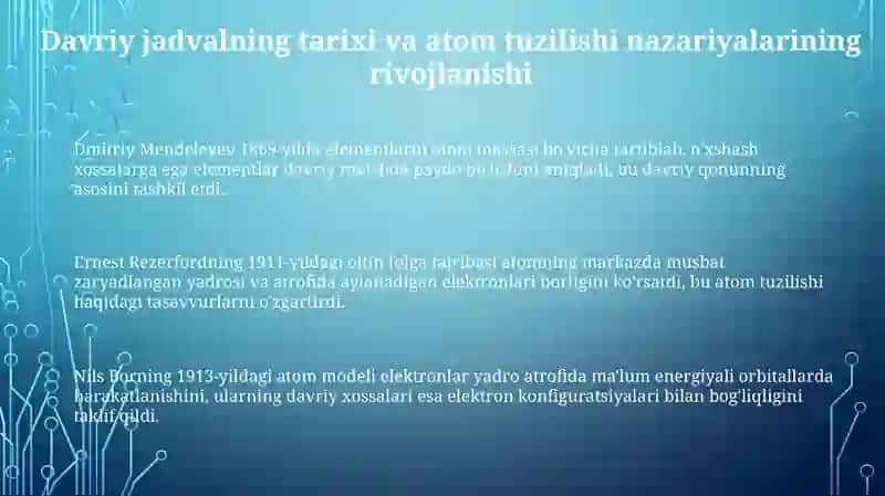 Atom tuzilishi nazariyalari va davriy qonun 3