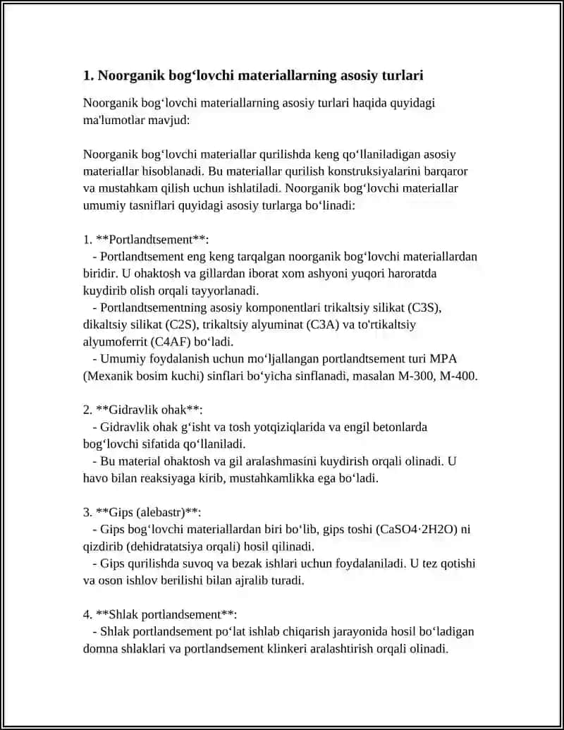 NOORGANIK BOGLOVCHI MATERIALLAR VA ULARNING XUSUSIYATLARI 3