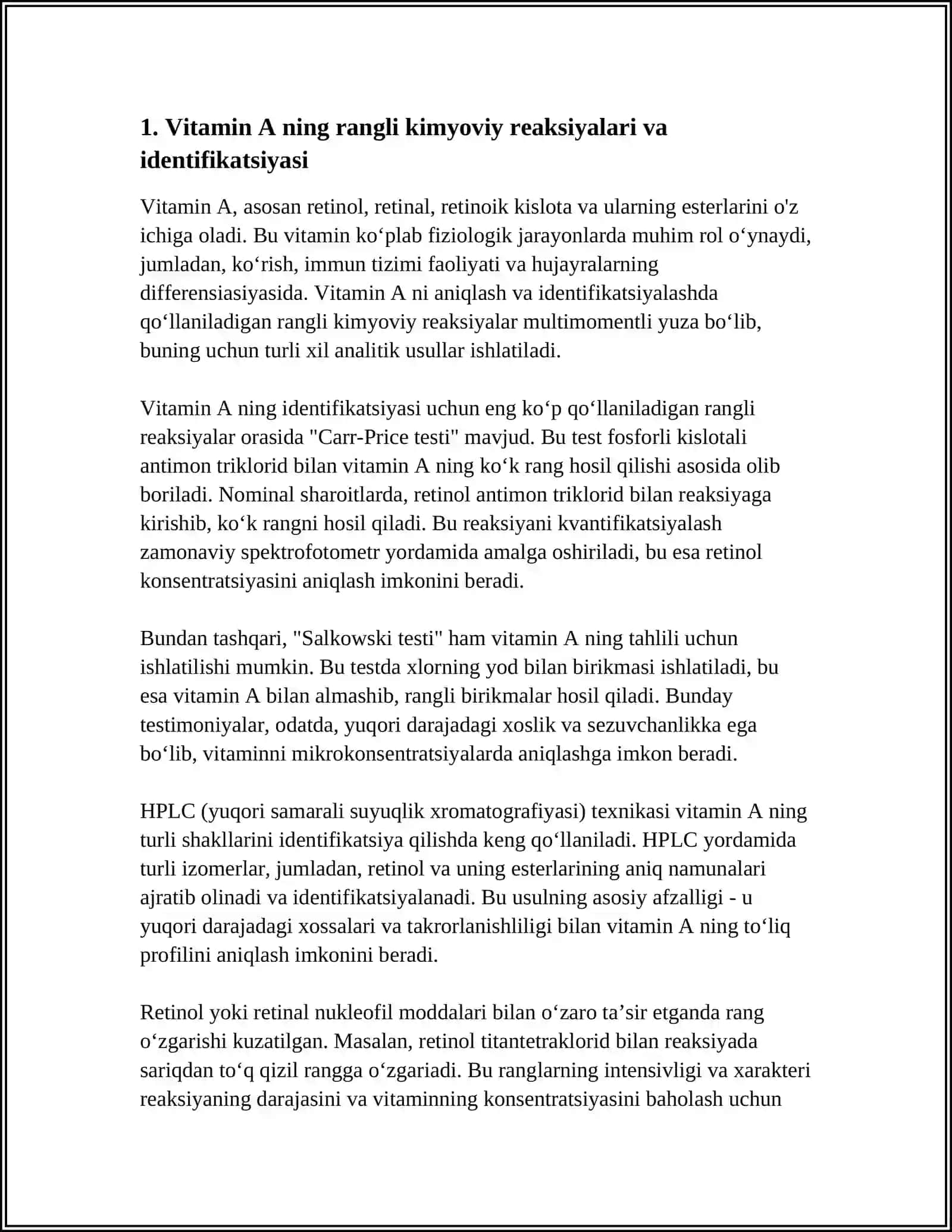 VITAMINLARNING A,B,C,D,E,K,H. RANGLI REAKSIYALARINI O‘RGANISH 3