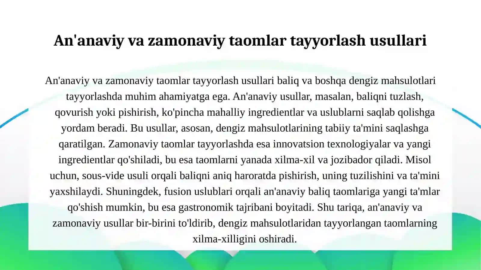 Baliq va boshqa dengiz mahsulotlaridan tayyorlanadigan taomlar 3