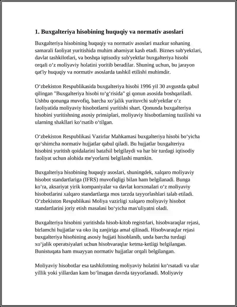 BUXGALTERIYA HISOBINI TASHKIL ETISH VA UNGA QOʻYILADIGAN TALABLAR 3