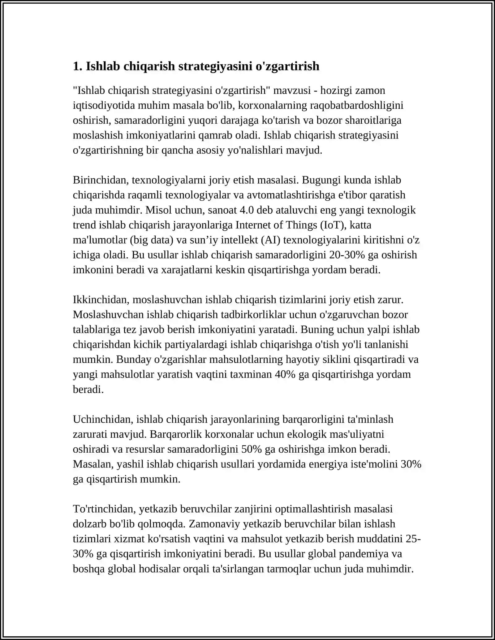 ISHLAB CHIQARISH YO'NALISHIDAN TOVAR YO'NALISHIGA HARAKAT 3
