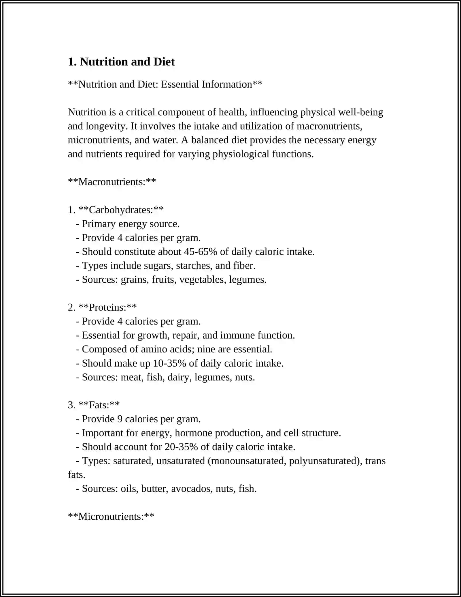 Nutrition and Diet: Essential Information 3