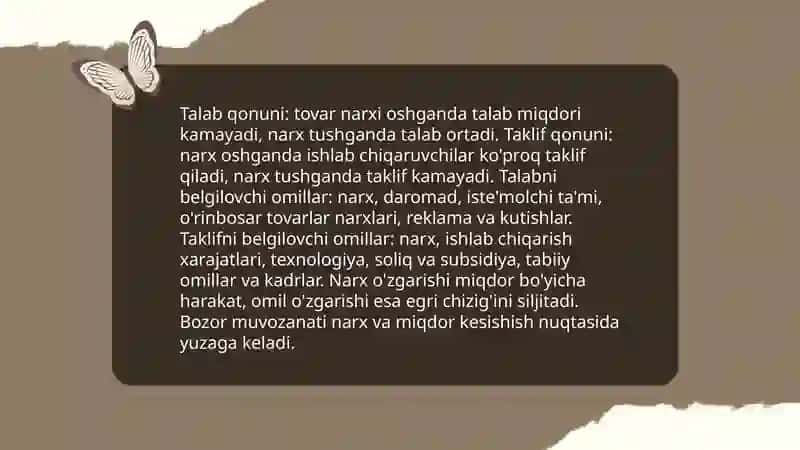 Talab va Taklif Bozor muvozanati 3