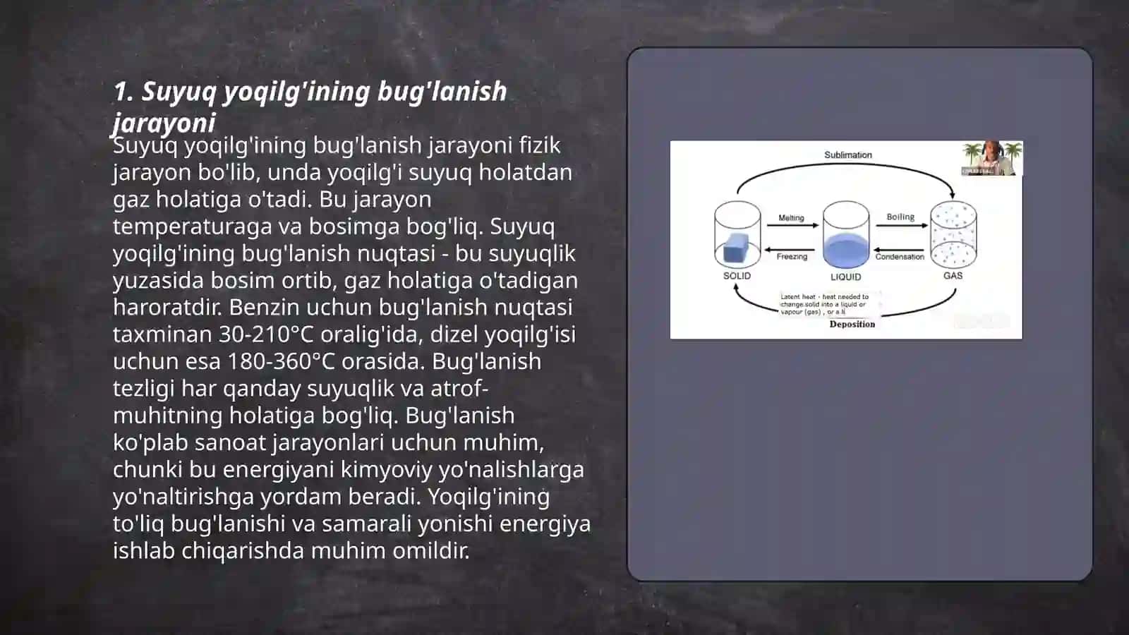 Suyuq yoqilg'ining bug'lanishining asosiy xususiyatlari 3
