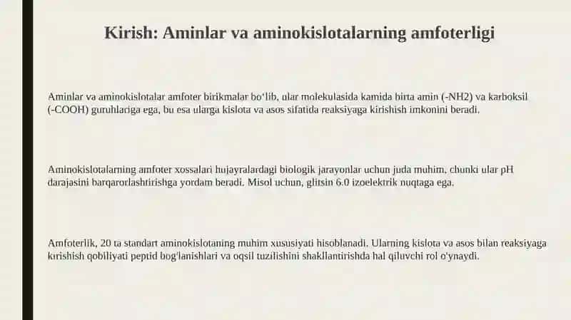 Aminlar va aminokislotalarning amfoterligi 3