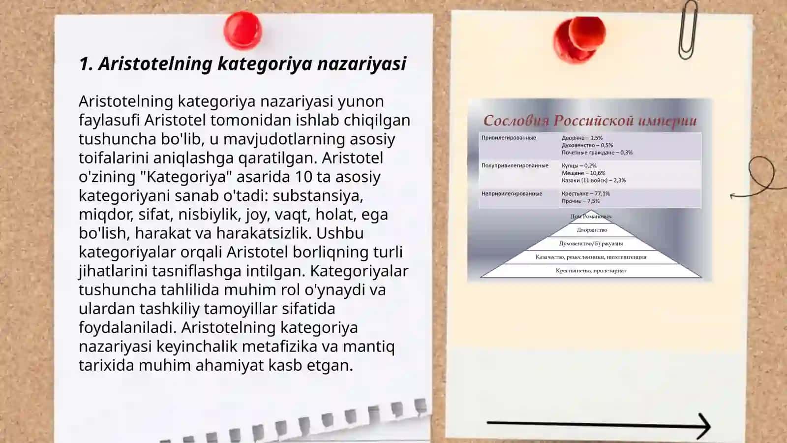 Aristotel Farobiy Kant ontoegiyasida kategoriyalarning tasnifi 3