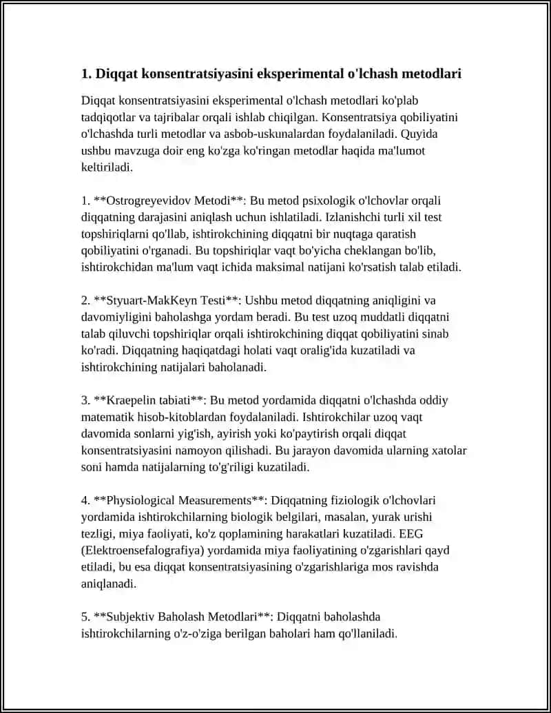 Diqqat Konsentratsiyasini Eksperimental O'rgatish 3