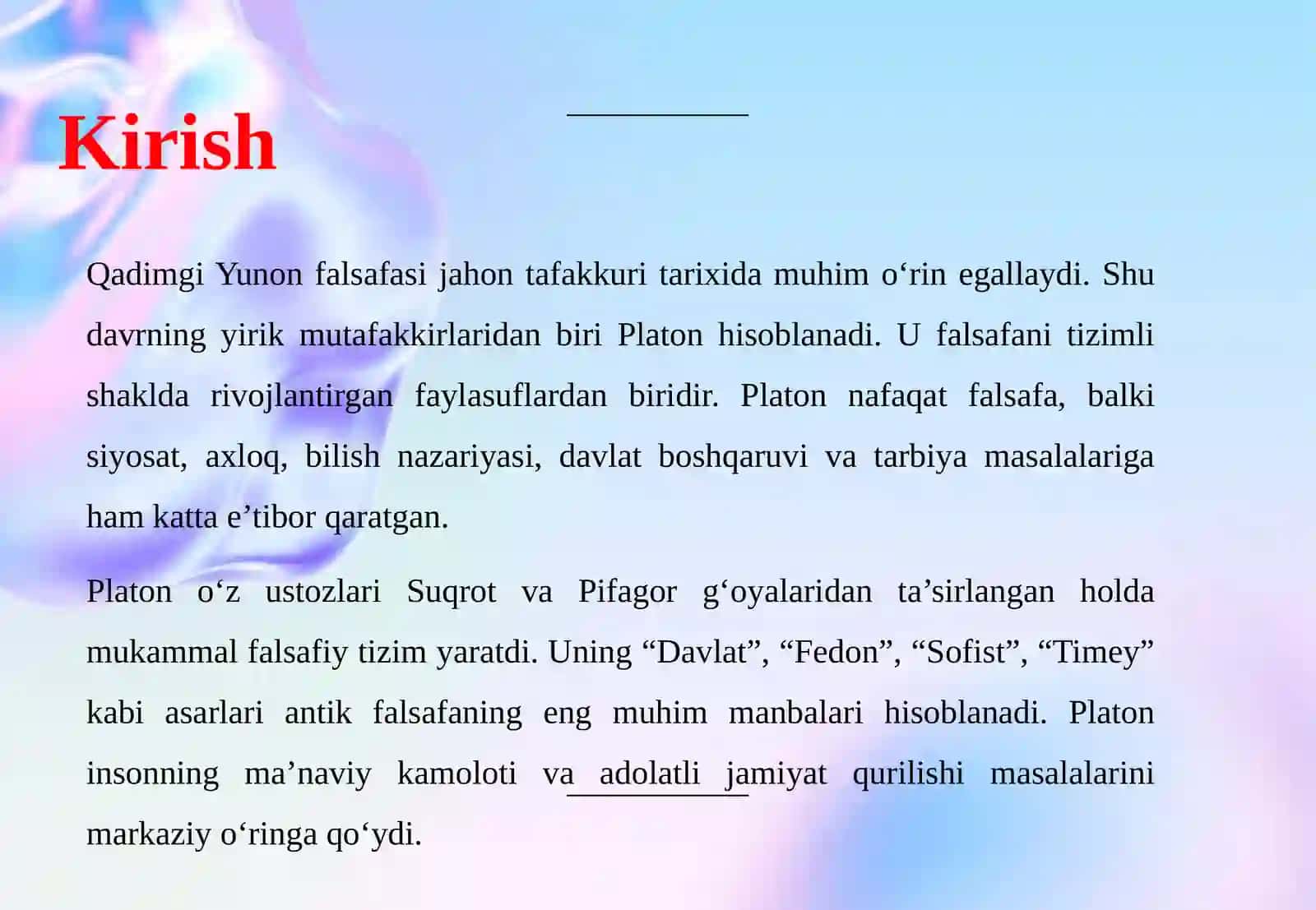 Platon va uning falsafiy qarashlari 3
