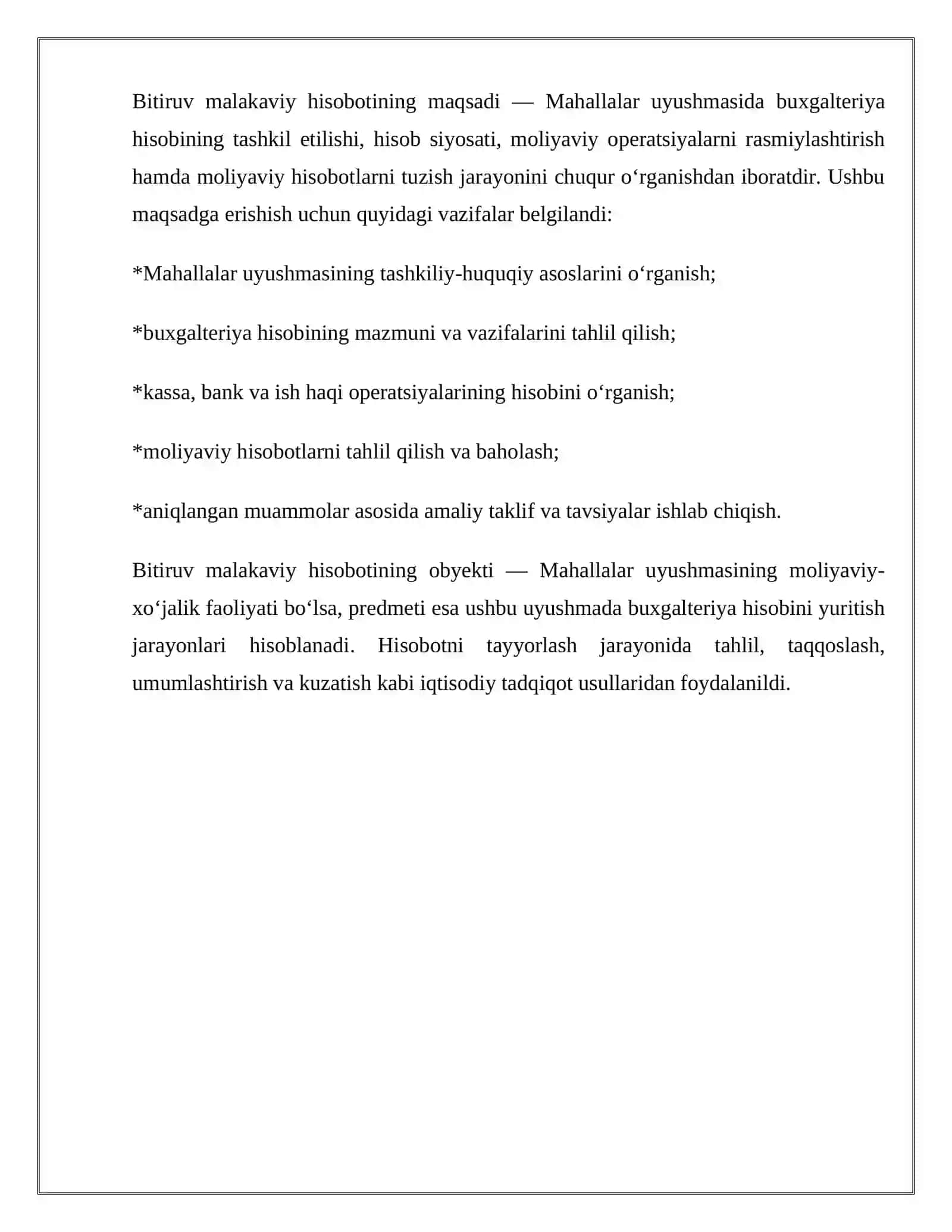 Mahallar uyishmasi buxgalteriyasi bo'yicha hisobot 3