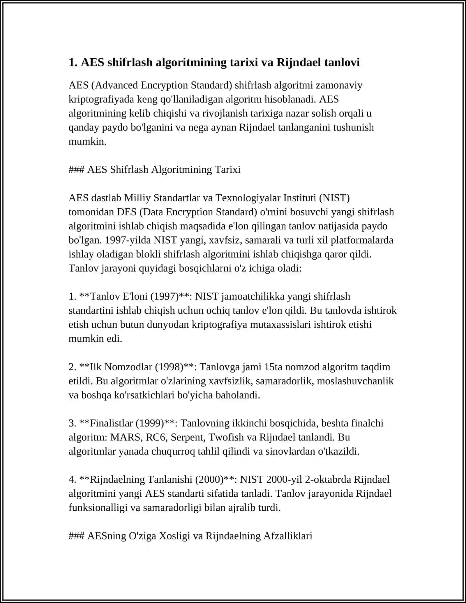 AES SHIFRLASH ALGORITMI 3