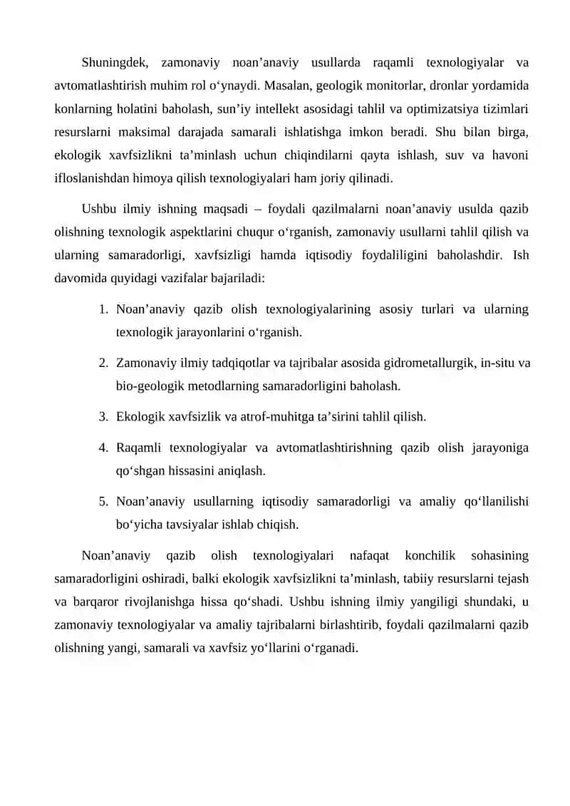 FOYDALI QAZILMALA KONLARINI NOAN'ANAVIY USULDA QAZIB OLISHNING TEXNOLOGIK ASPEKTLARI 3