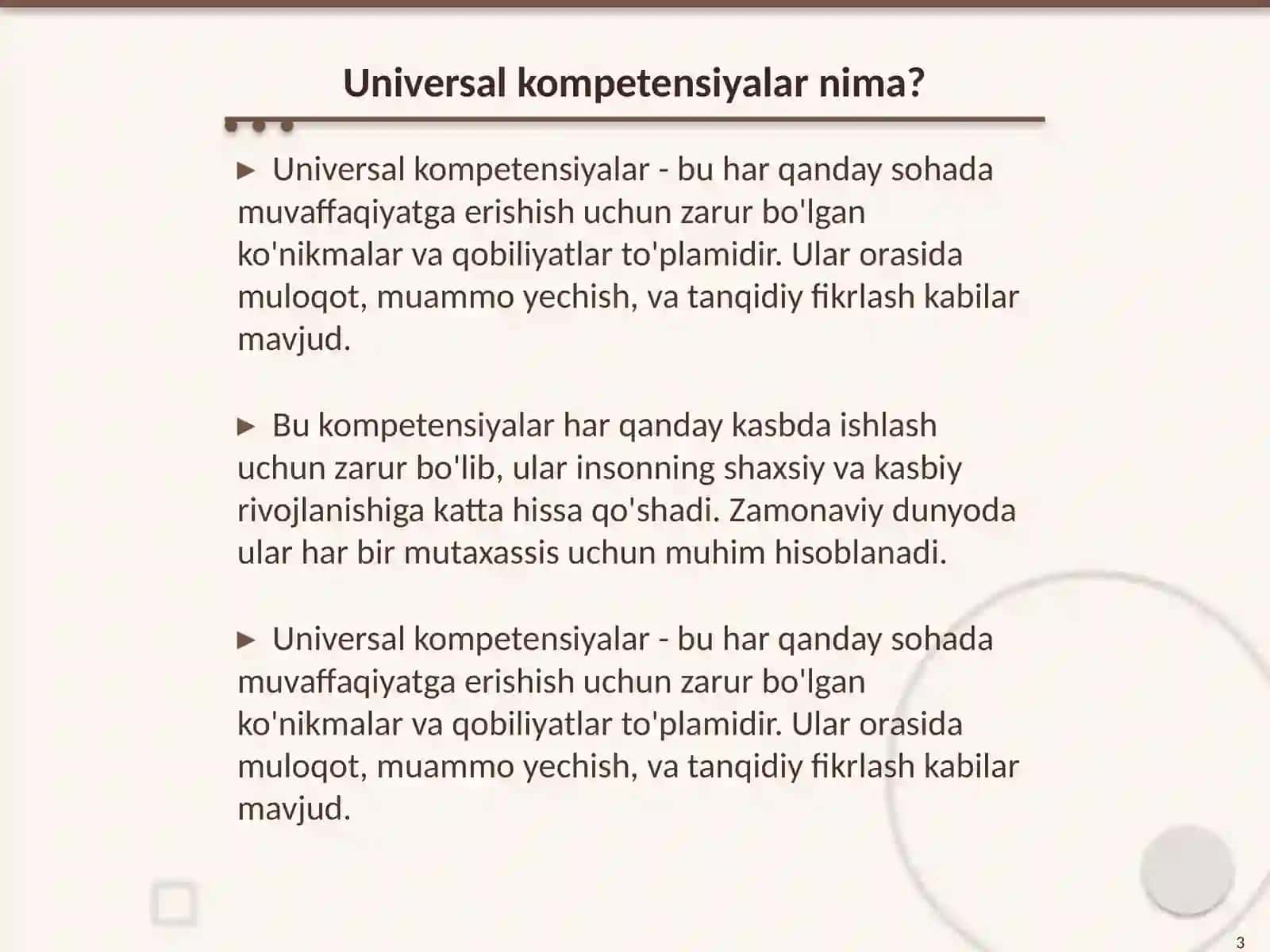 Universal kompetensiyalarni rivojlantirish 3