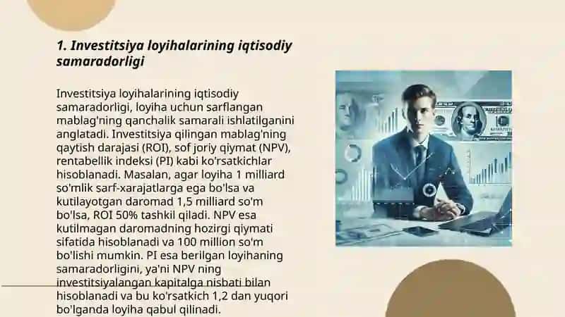 Investitsion loyihalar moliyaviy tahlili mohiyati 3
