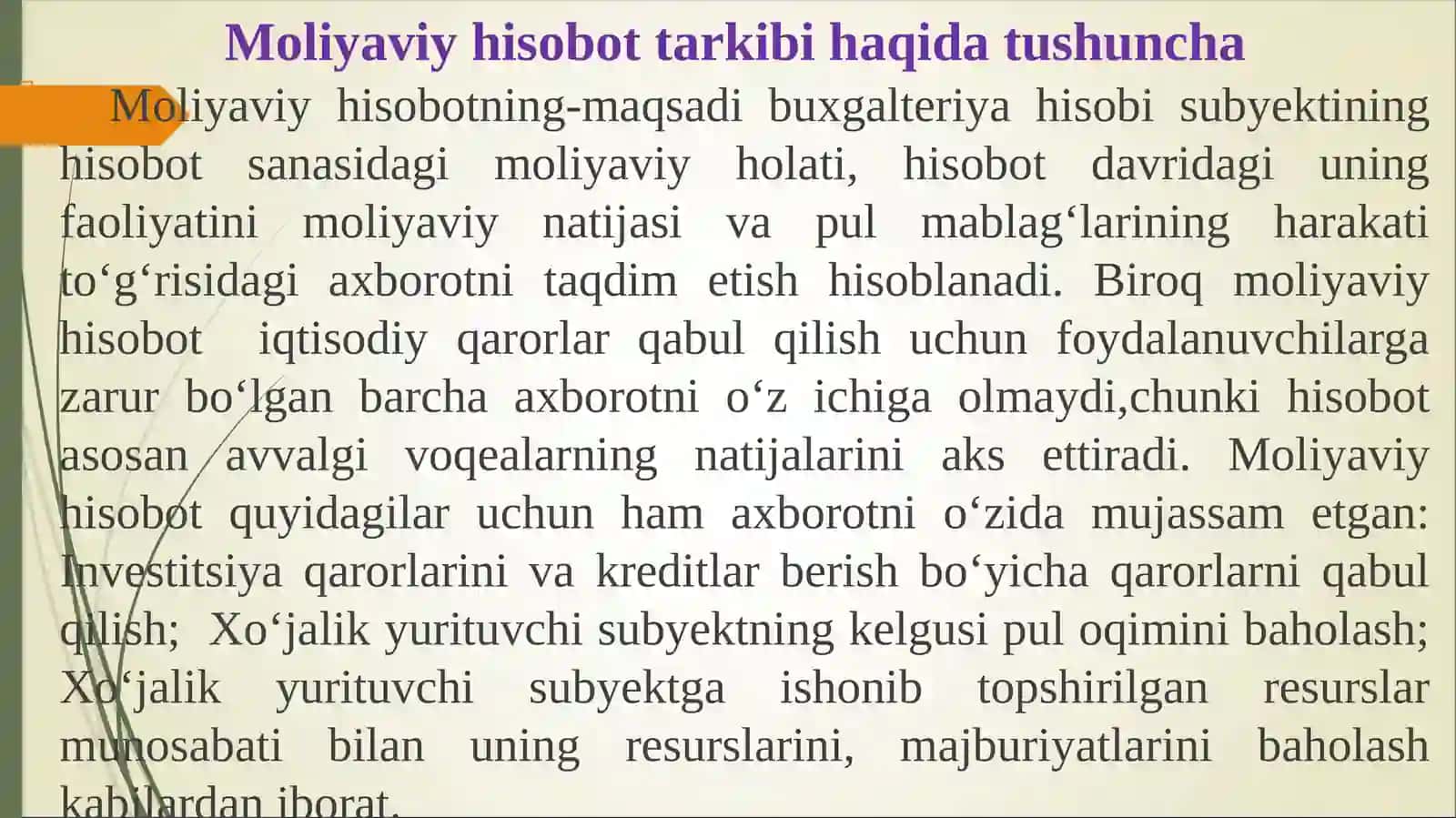 “Buxgalteriya hisobining milliy standartlari asosida yuritish” FANIDAN SIDAGI TAQDIMOT MATERIALLARI 3