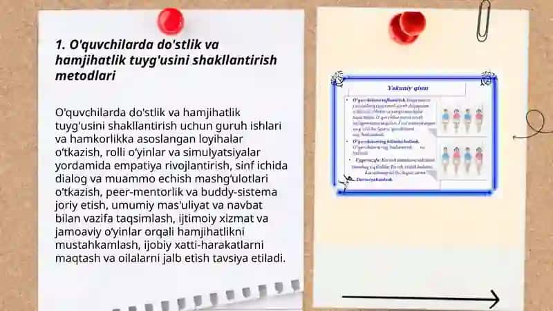 O'quvchilarni o'rtoqlar va doʻstlik hissida tarbiyalash 3