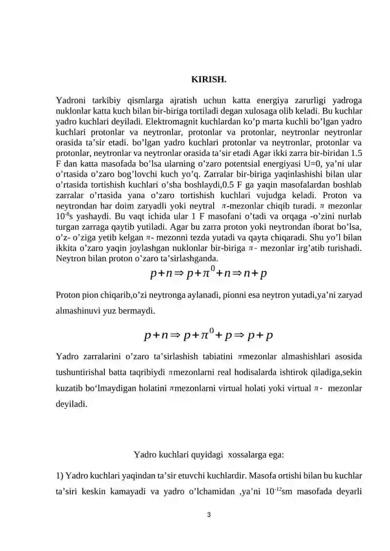 Yadroviy kuchlar va elementar zarralar fizikasi 3