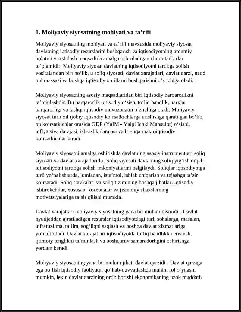 Moliyaviy Siyosatning Mazmuni va Tamoillari 3