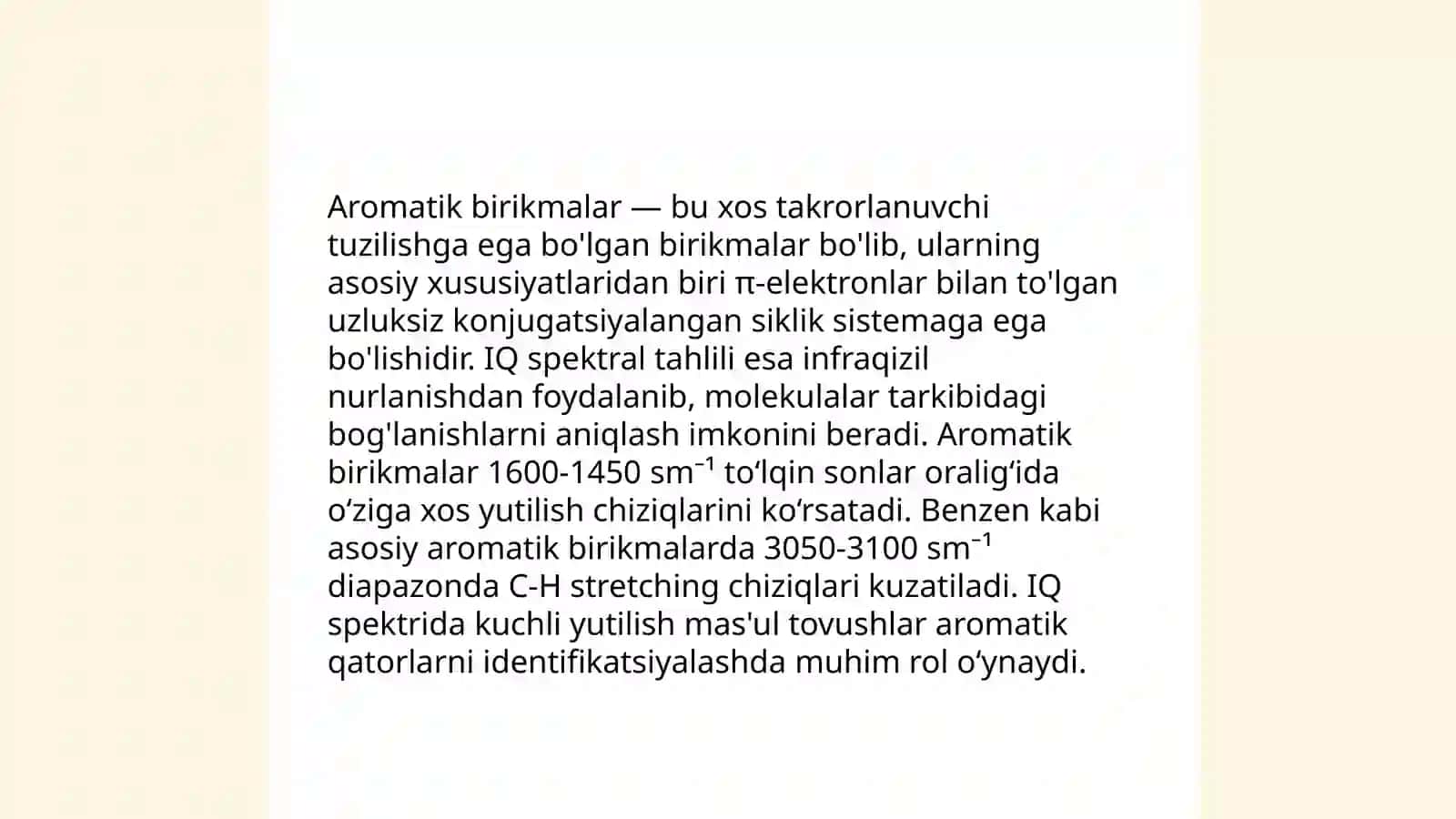 Aromatik birikmalar: IQ spektral tahlili 3