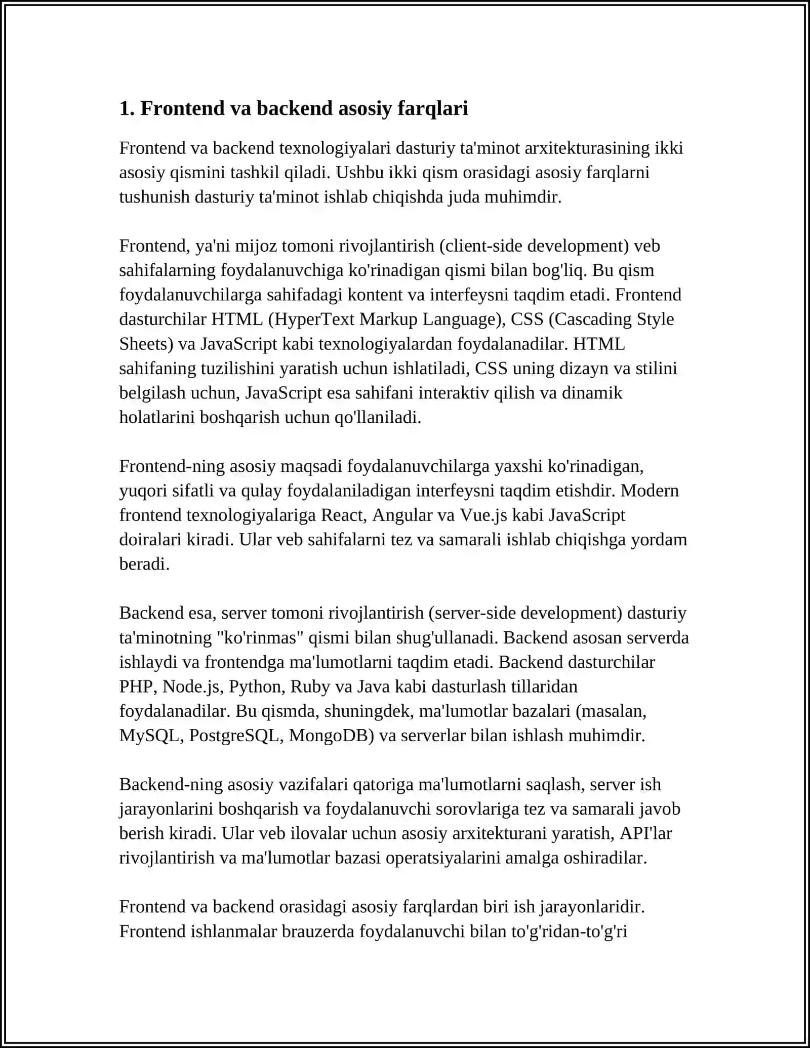 FRONTEND VA BACKEND TEXNOLOGIYALARI 3
