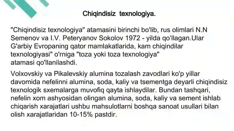Chiqindisiz texnologiya 3
