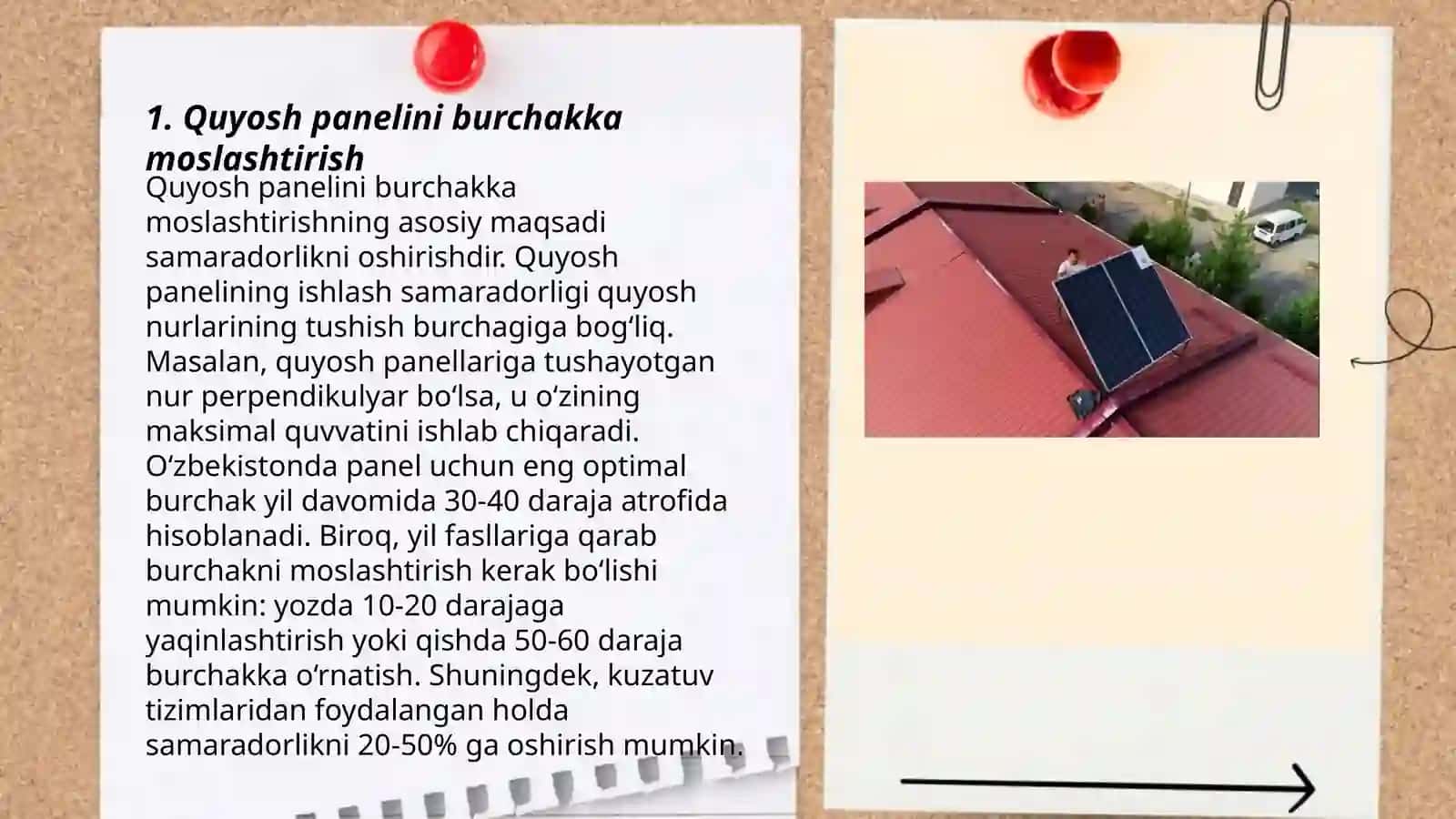 Quyosh panelini burchakka moslashtirish 3