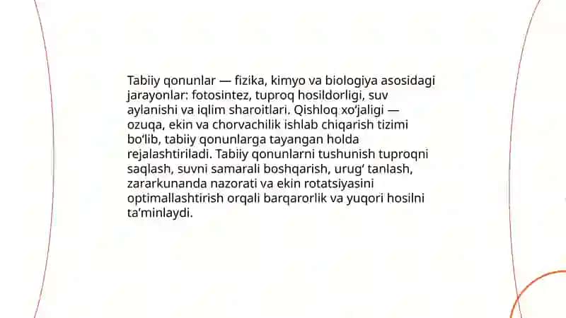 Tabiiy qonunlar va qishloq xo'jaligining ahamiyati 3