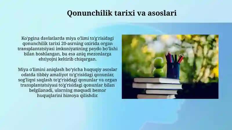 Turli mamlakatlarda " miya oʻlimi" ni aniqlashga doir qoidalar, yoʻriqnomalar, nizomlar 3