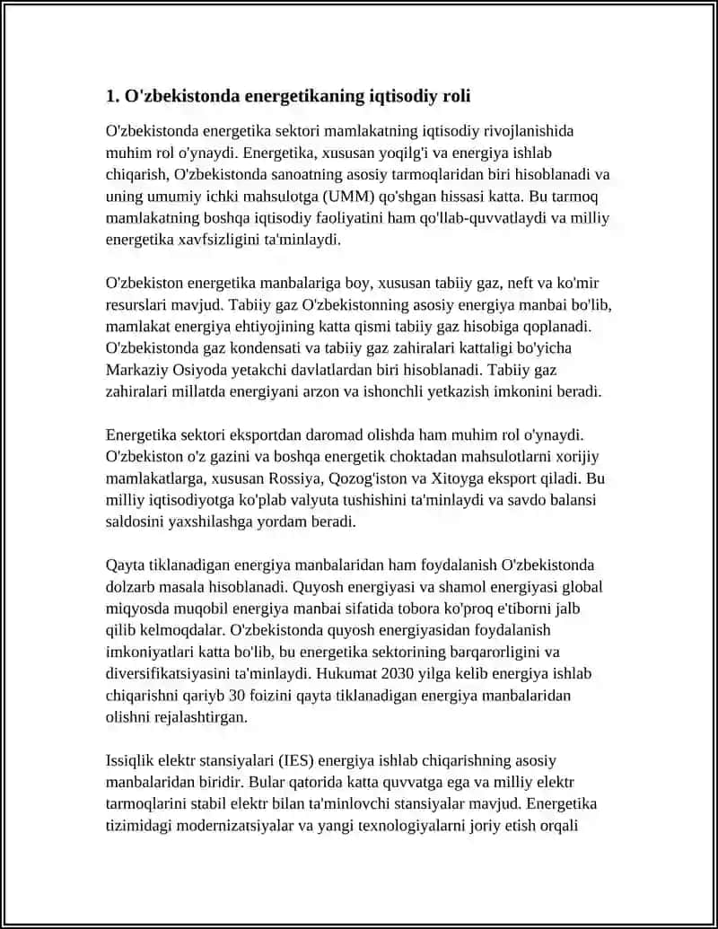 O'ZBEKISTONDA ENERGETIKA O'RNI 3