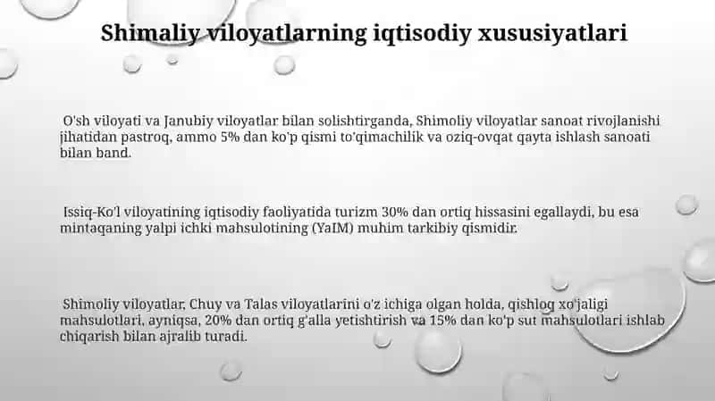 Qirgʻiziston Respublikasi iqtisodiy rayonlari 3