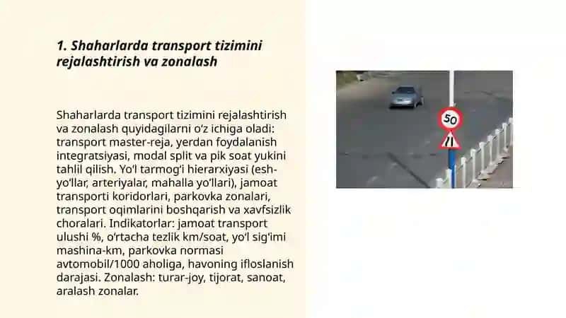 Shaharlarda transport vositalari harakatni tashkil etish 3