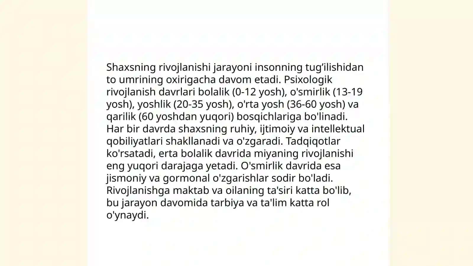Shaxsning rivojlanishi 3