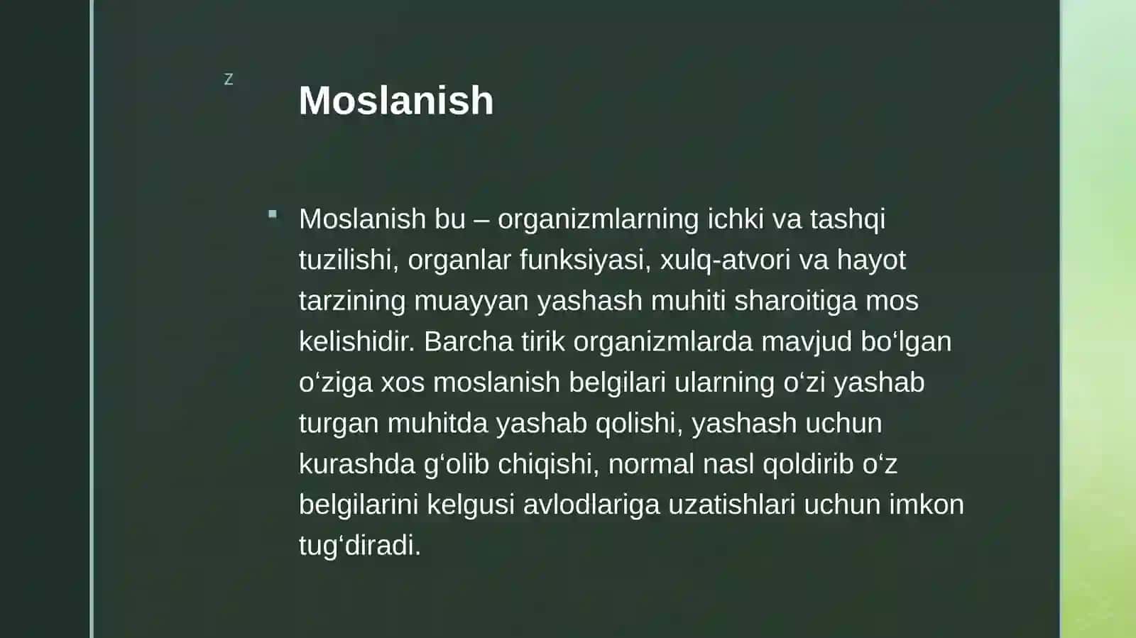 Moslanishning Turlari va Xususiyatlari 3