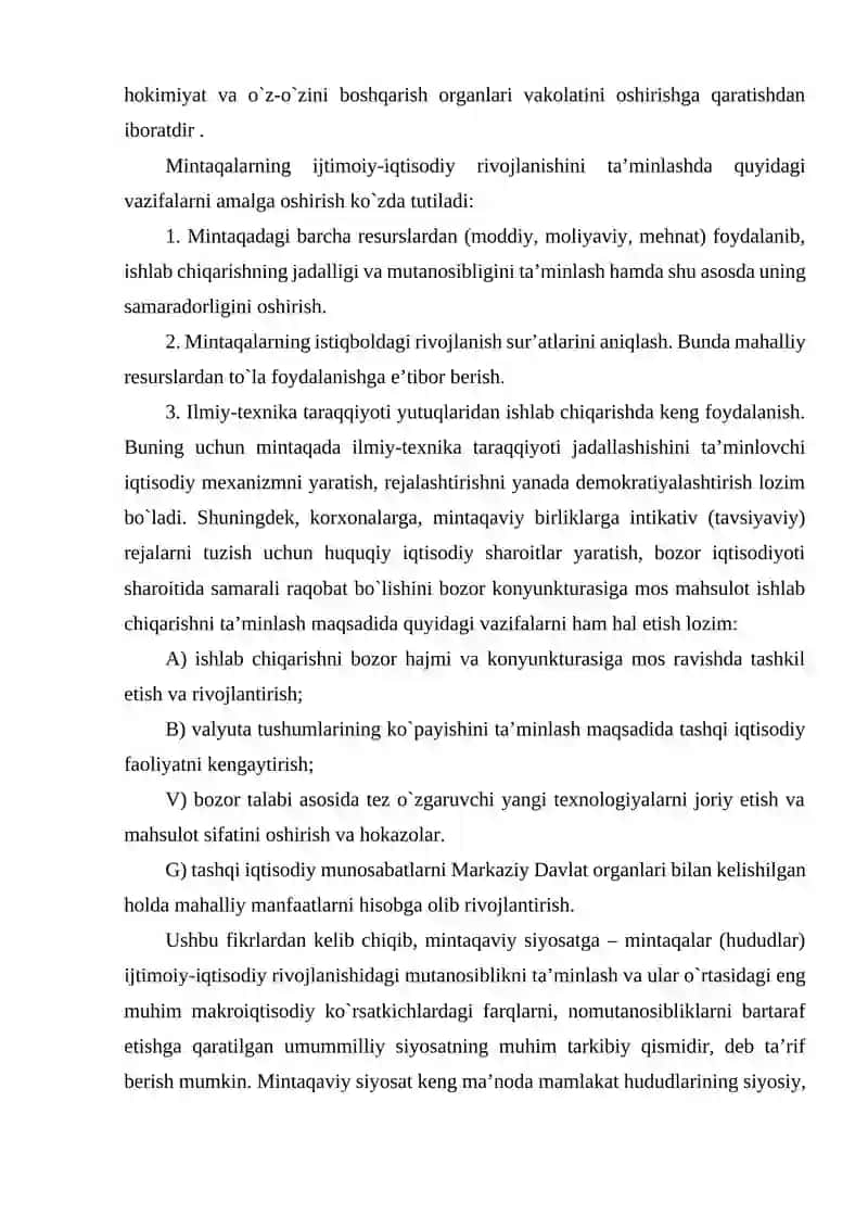 DAVLATNING MINTAQAVIY SIYOSATI VA HUDUDLAR RIVOJLANISHINING ISTIQBOLLARI 3