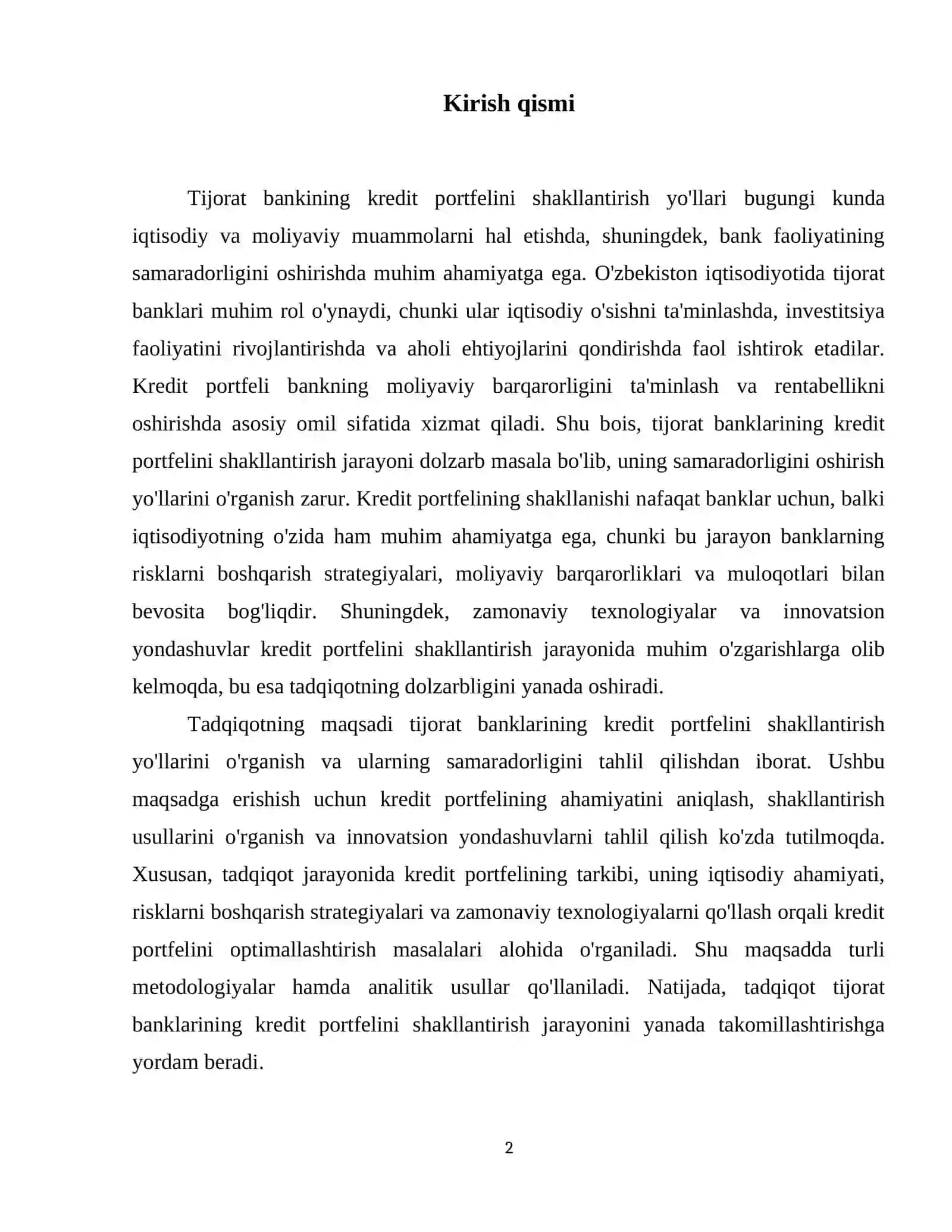 tijorat bankining kredit portfelini shakllantirish yo'llari 3