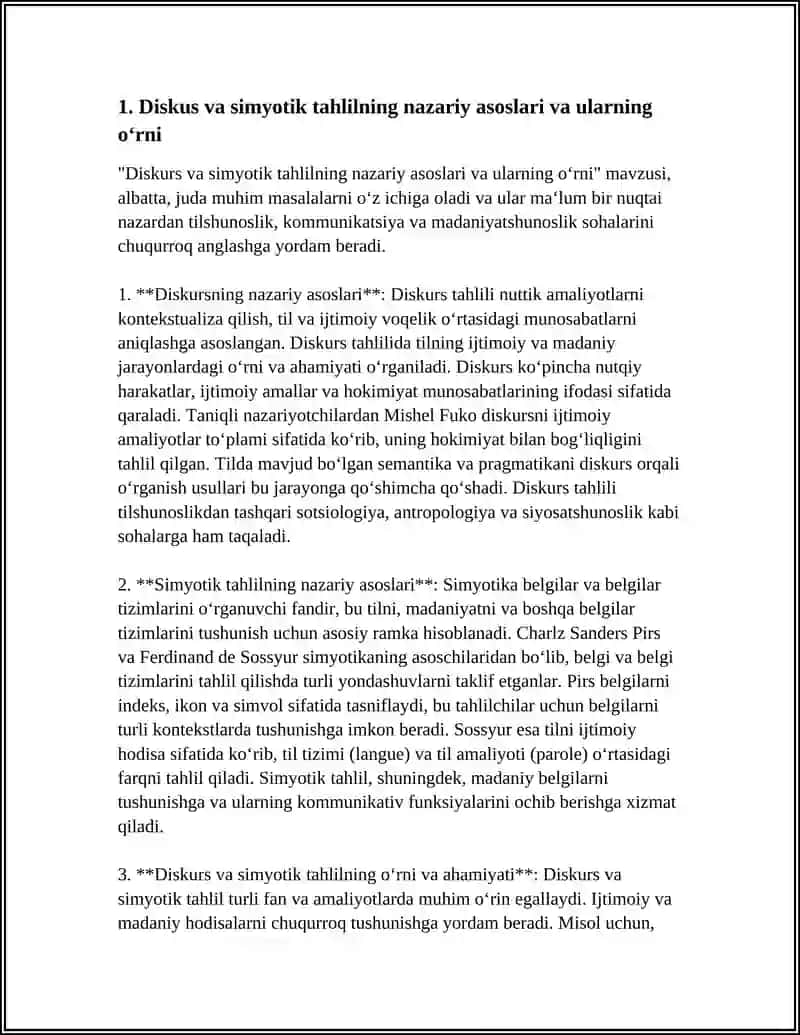 Diskurs va simyotik tahlilning nazariy asoslari va ularning o‘rni 3