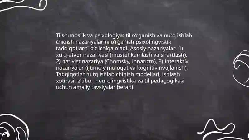 Tilshunoslikning boshqa fanlar bilan aloqalari yuzasidan nazariyalarni oʻrganish 3