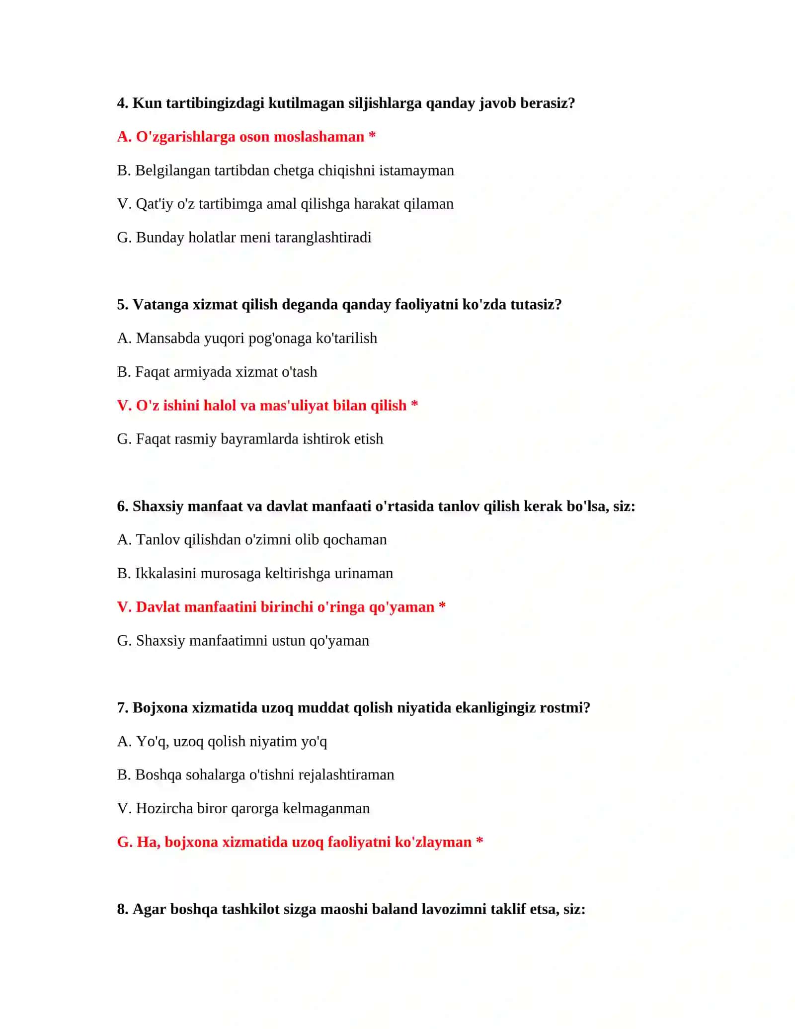 Bojxona test savollari 2026 3