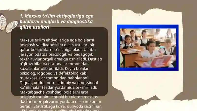 Ta'lim tashkilotlarida alohida ta'lim ehtiyojlari bo'lgan bolalarni ta'lim olishini qo'llab quvvatlash texnologiyalari 3