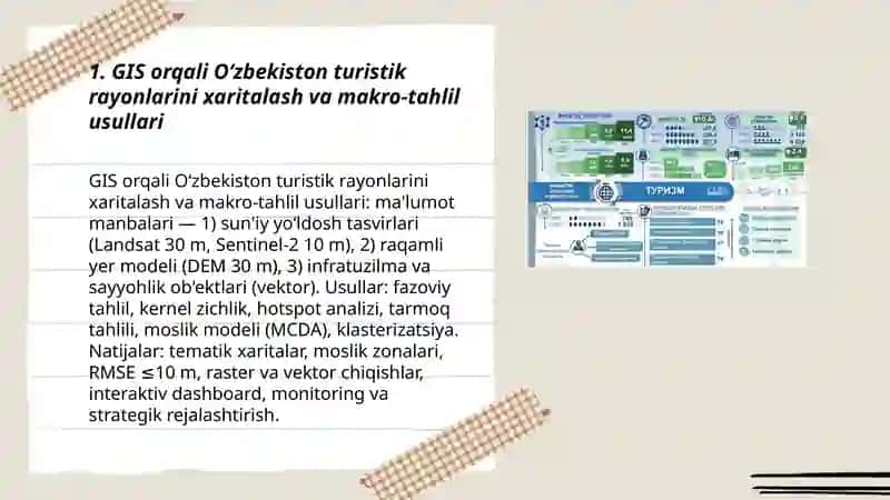 Oʻzbekiston turistik rayonlarining zamonaviy tadqiqot usullari 3