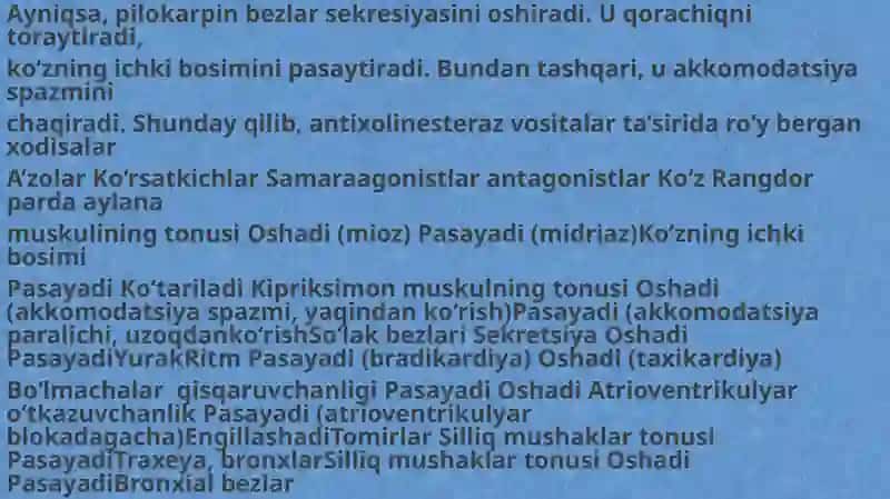 Xolinoretseptorlarga ta'sir etuvchi vositalar 3