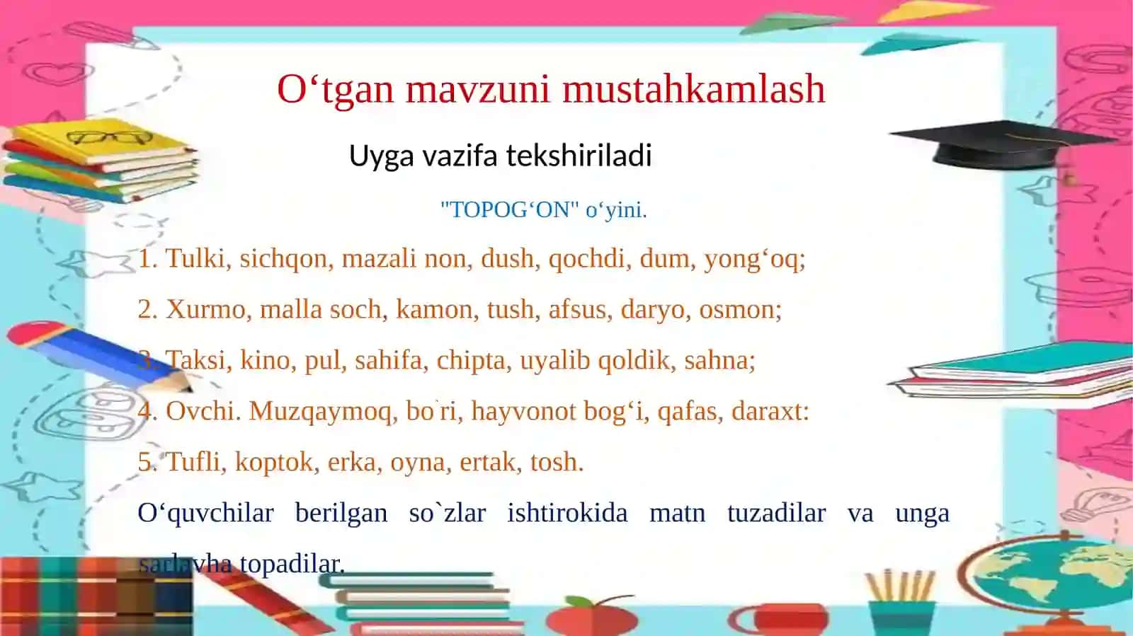 3 –sinf Ona tili Nazorat ishi 3