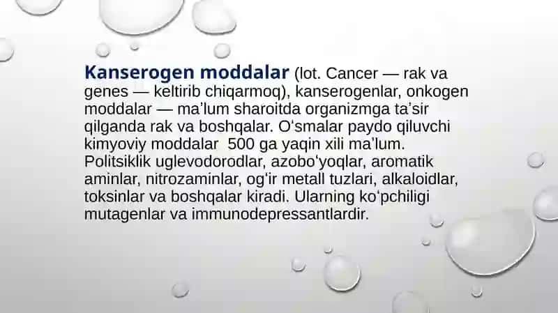 Kanserogen agentlar va ularning hujayralar bilan o'zaro ta'siri. 3