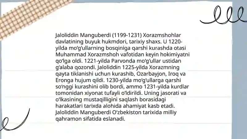 Jaloliddin Manguberdi vatan himoyachisi 3