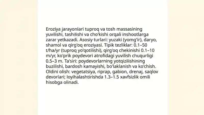 fizik geologik injener-geologik jarayonlar, hodisalar va ularning qurilishga tasiri 3