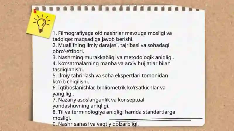 Filmografiyaga oid nashlarni tanlash va baholash mezonlari 3