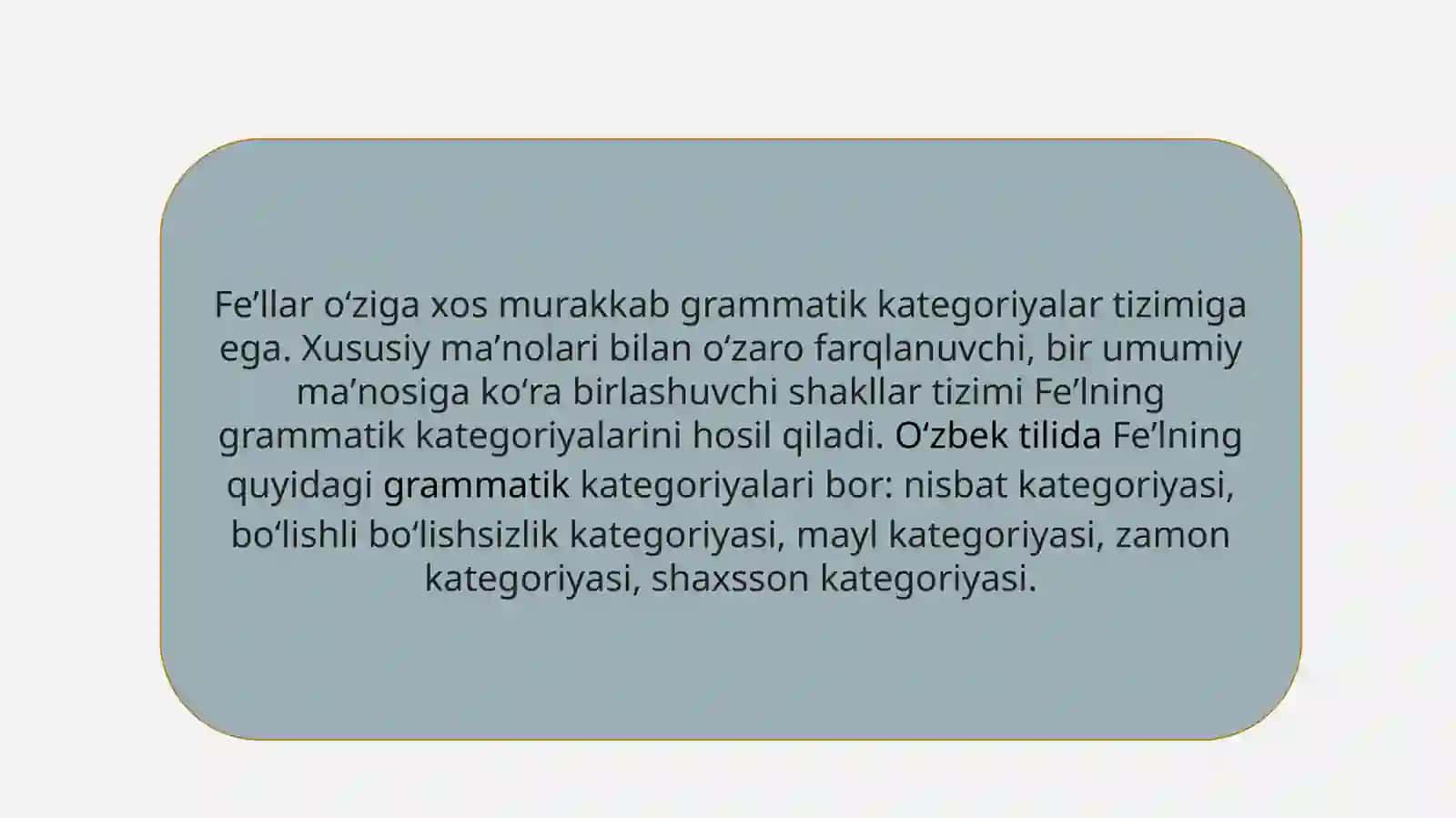 Fe’l so’z turkimiga doir mashqlar ustida ishlash 3