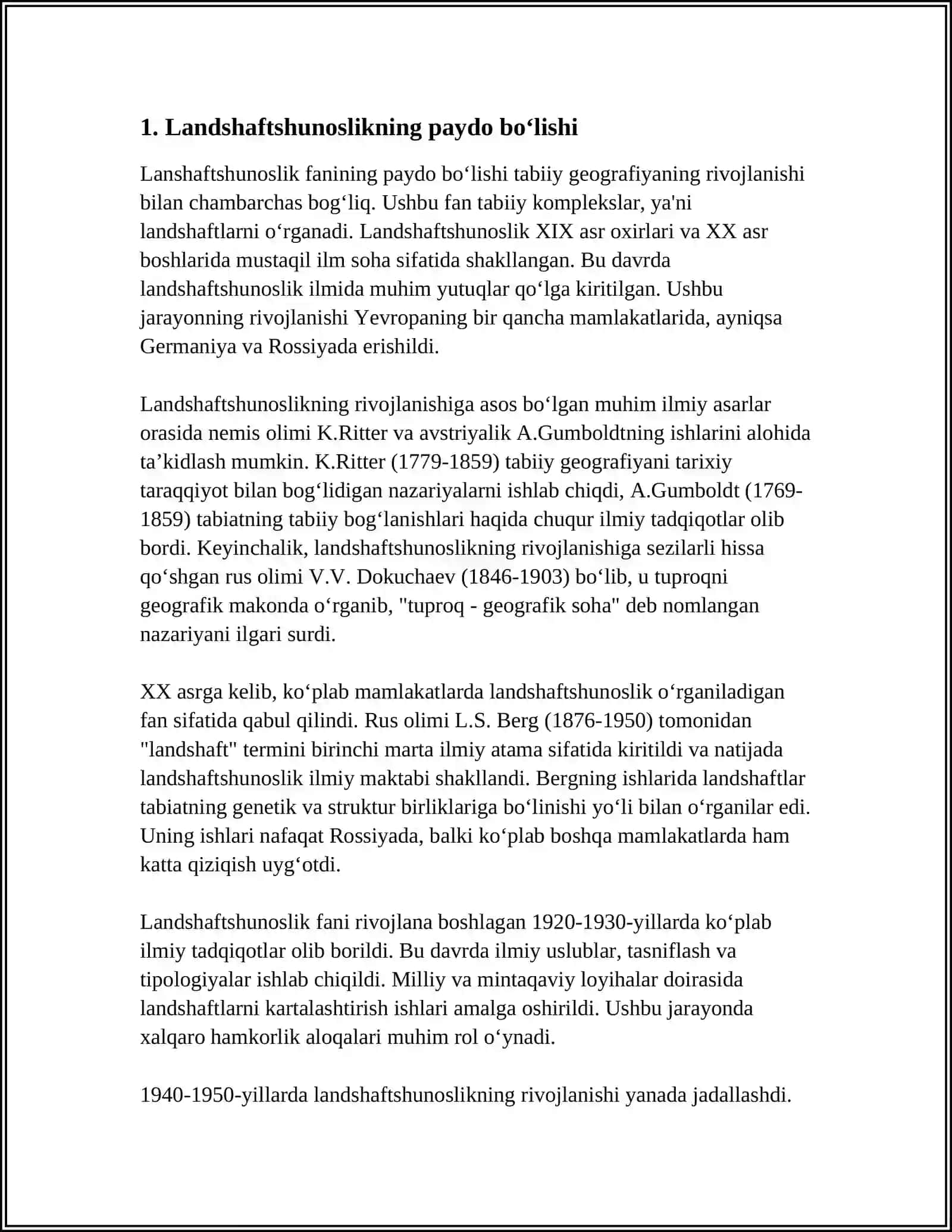 LANDSHAFTSHUNOSLIK FANINING RIVOJLANISH TARIXI 3