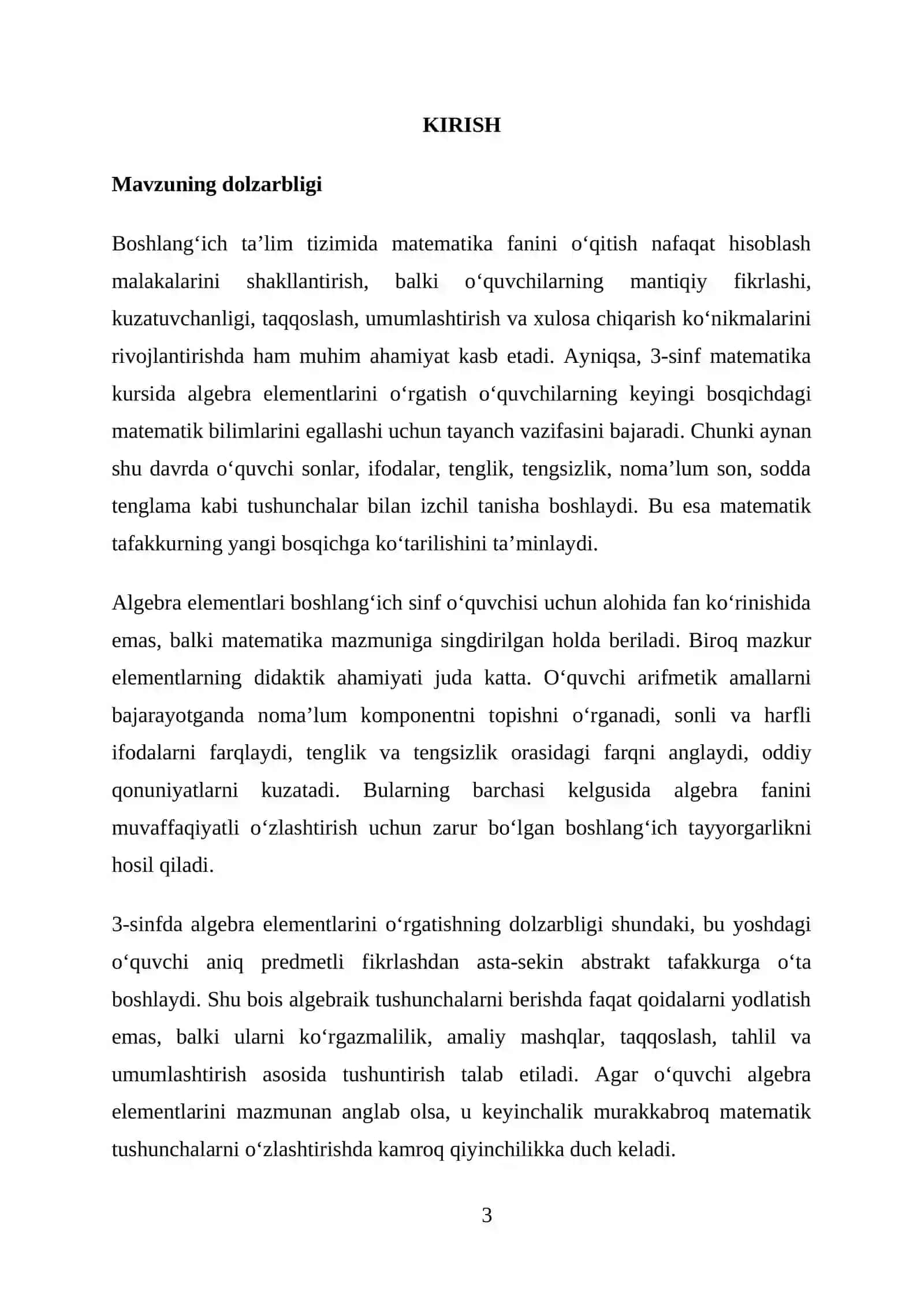 Algebra elementlarini o'rgatish metodikasi 3