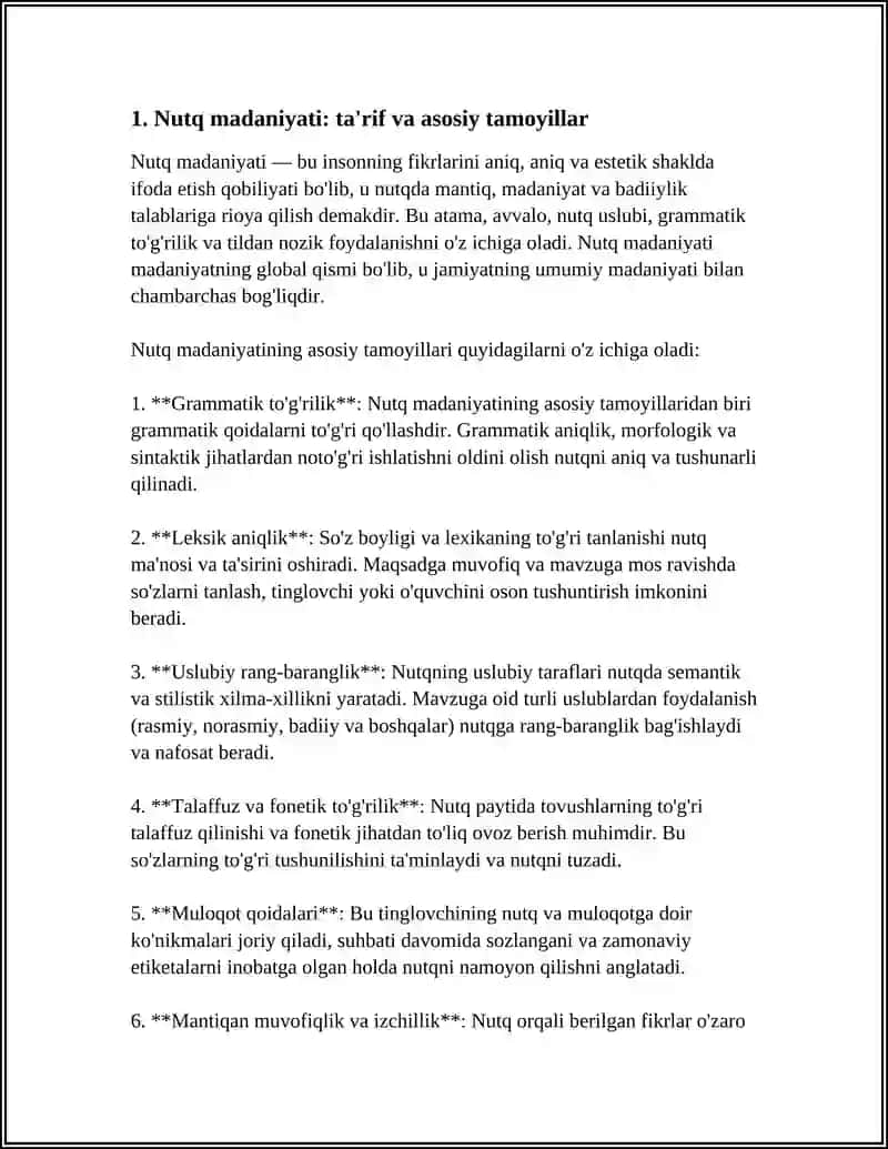 NUTQ MADANIYATIDAN TEZIS YOKI MAQOLA YOZIB BERING 3